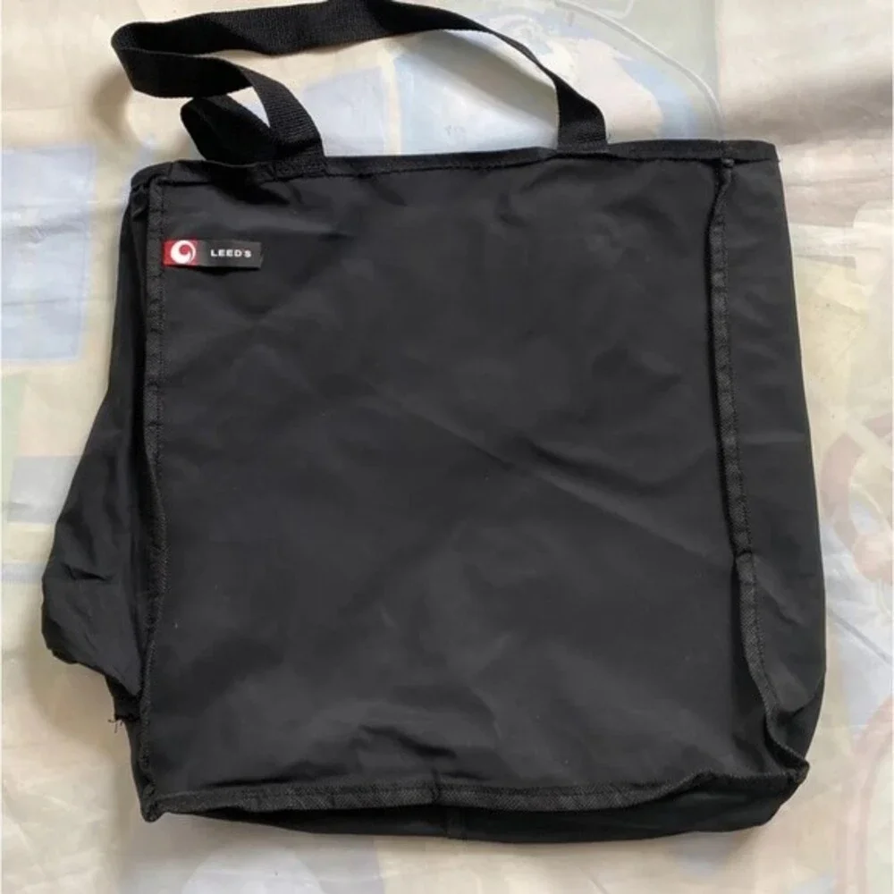 Leeds Tote Bag Canvas Container Store Black Gray Bottle Pocket New